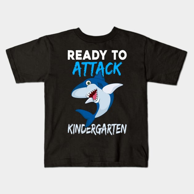 Shark Kids Ready To Attack Kindergarten Boys Back To School Kids T-Shirt by kateeleone97023